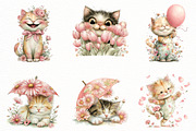 Whimsical Funny Spring Cat Clipart, an Illustration by Designworld (Thumbnail 5 of 8)