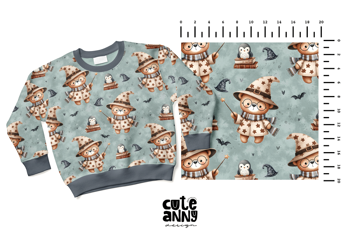 Pattern with wizard bear, a Pattern Graphic by Cuteanny Design (Photo 3 of 4)