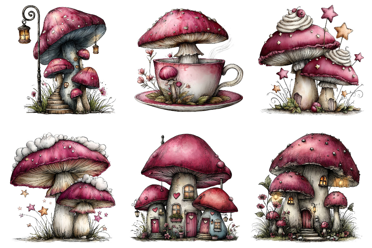 Whimsical Mushroom Clipart, an Illustration by Dream Creation (Photo 4 of 7)