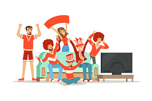 People Supporting Favorite Team, a Person Illustration by TopVectors