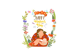 Cute Floral Frame Composed with, a Person Illustration by Maria Starus