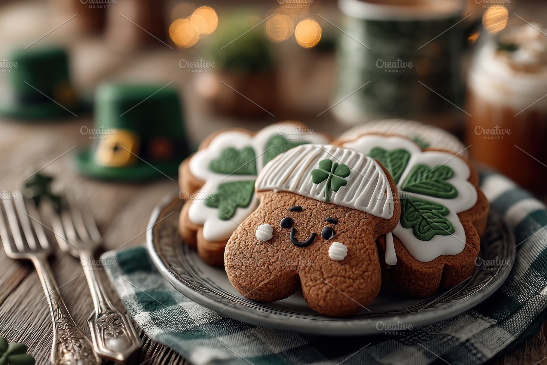 Cute St Patrick Day Gingerbread Cookies with Shamrock Icing on R, a Food & Drink Photo by José Manuel Gelpi