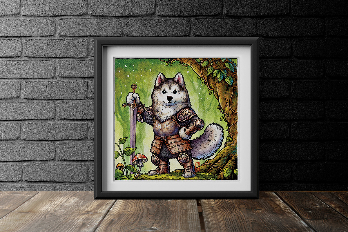 Watercolor Fantasy Creature, Husky, an Illustration by NStudio (Photo 6 of 7)
