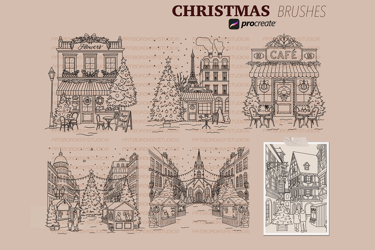 Procreate Christmas scene brushes, a Brush Add-On by PDknyStudio (Photo 2 of 5)