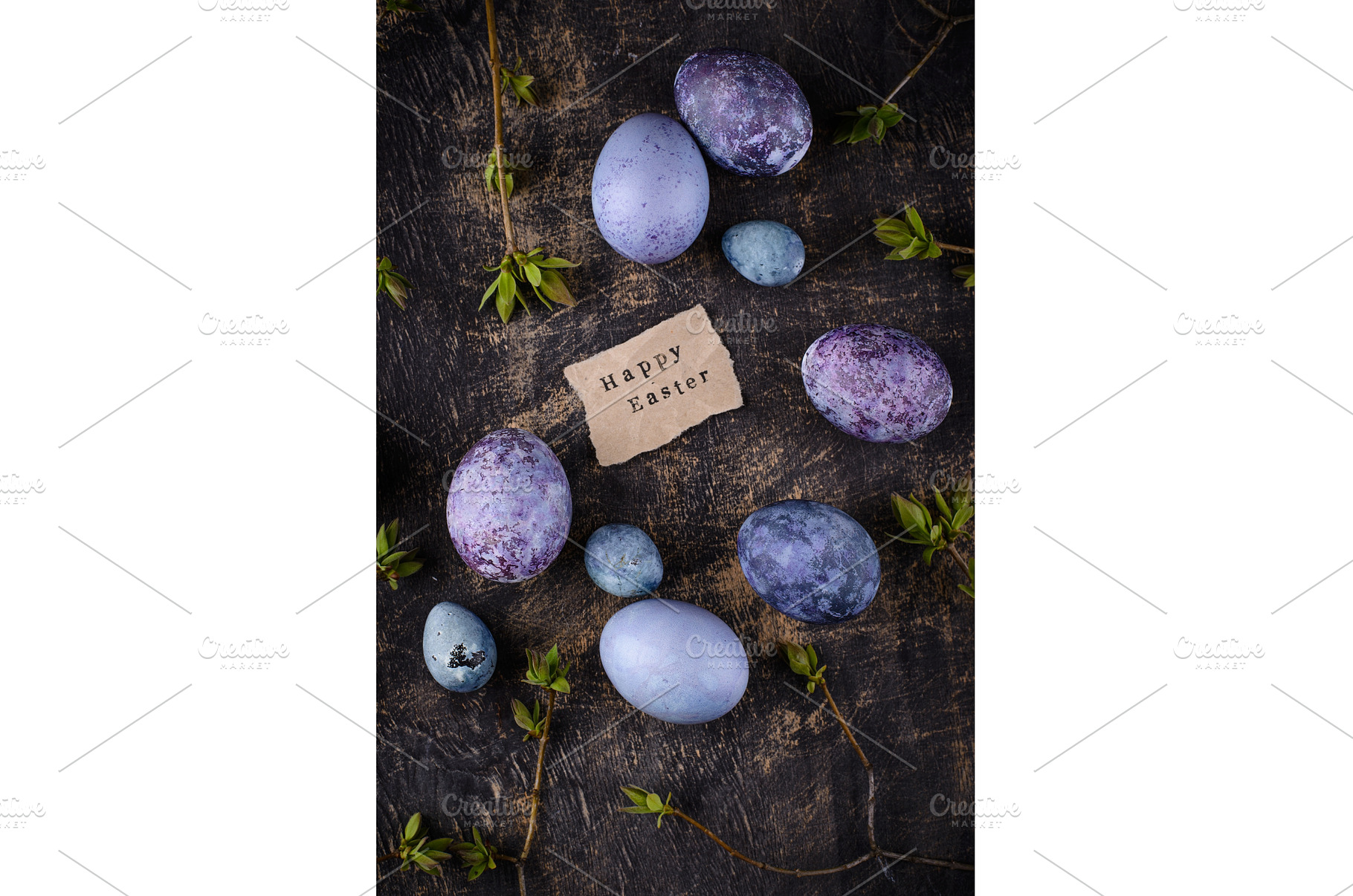 Festive Easter eggs in purple and, a Holiday Photo by Yulia Furman