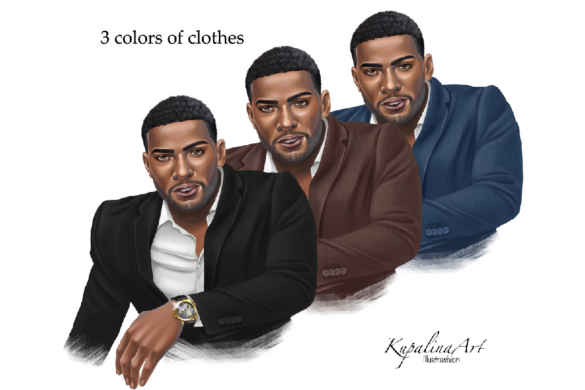 Black Man Beard Clipart Business Man, a Work Illustration by KupalinaArt (Photo 2 of 4)