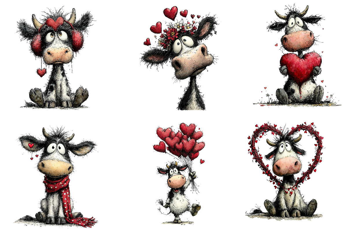 Funny Valentine's Cow Clipart, an Illustration by Dream Creation (Photo 6 of 7)