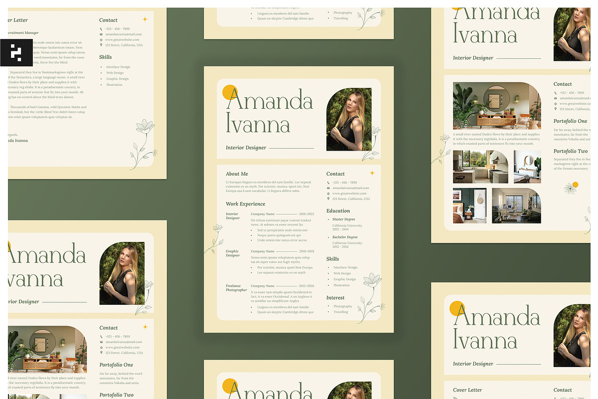 CV Resume Pack - Boho Flowers Theme, a Resume Template by Neermana (Photo 1 of 5)