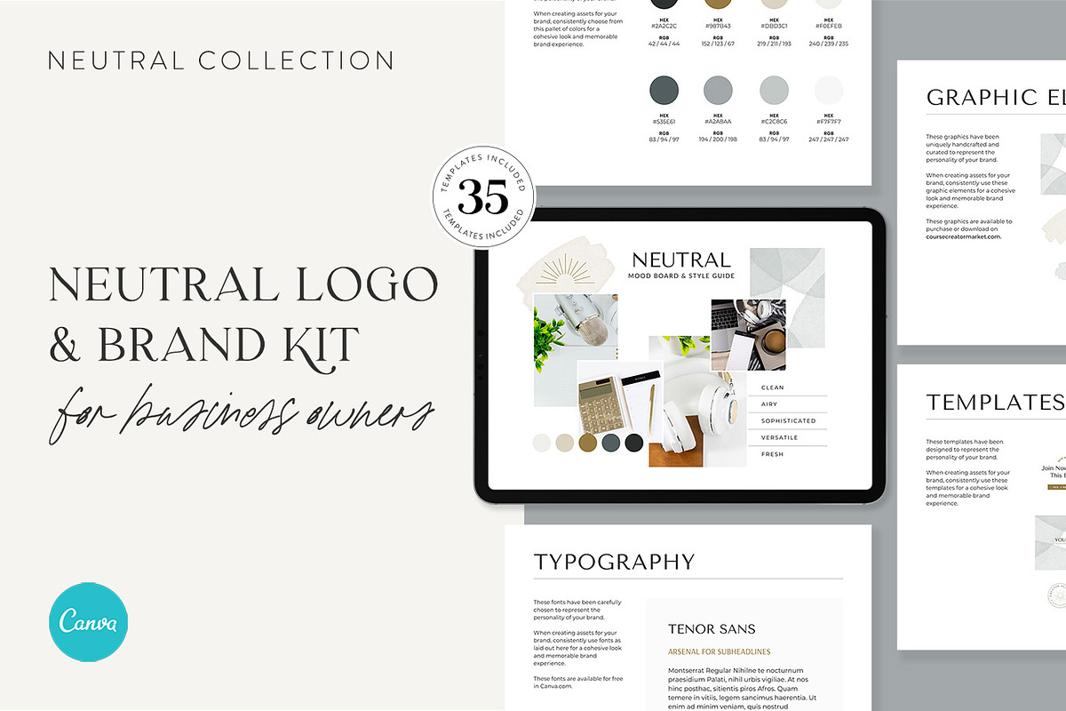 Neutral Logo & Branding Kit, a Branding & Logo Template by Jessica Rea (Photo 1 of 4)