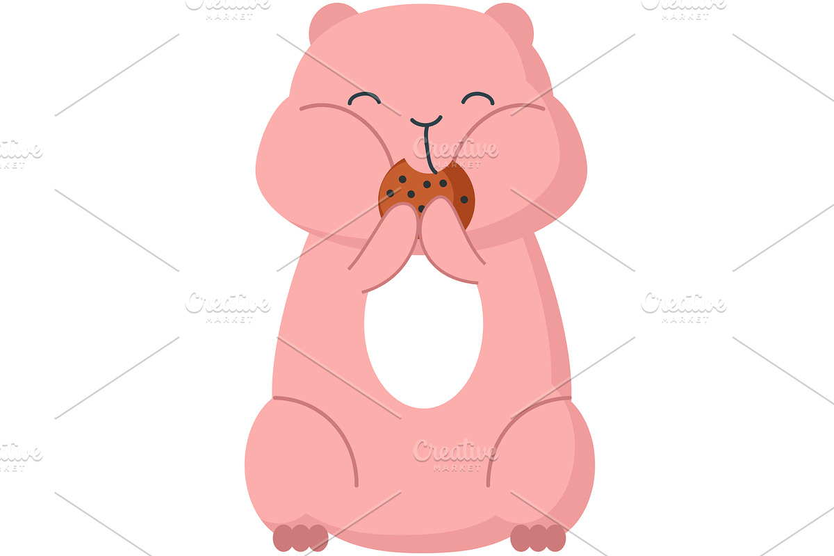 Cute cartoon hamster with cookie, an Animal Illustration by SiberianArt