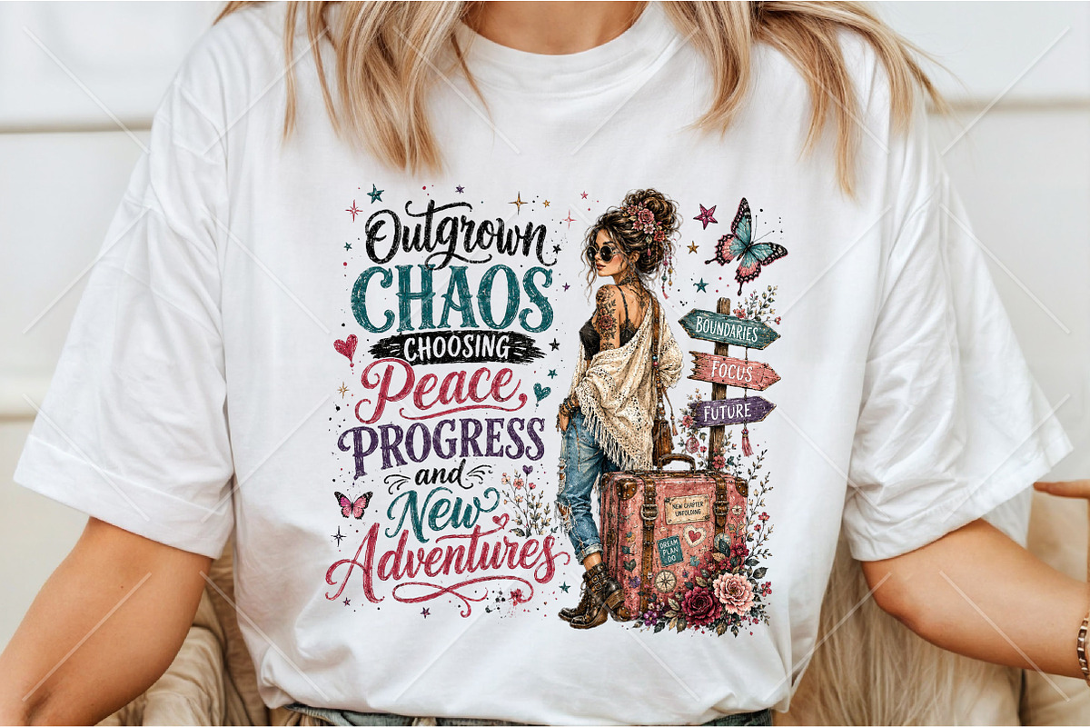 Outgrown Chaos Boho Travel Girl PNG, a Seasonal Illustration by Canvas Craft (Photo 3 of 6)