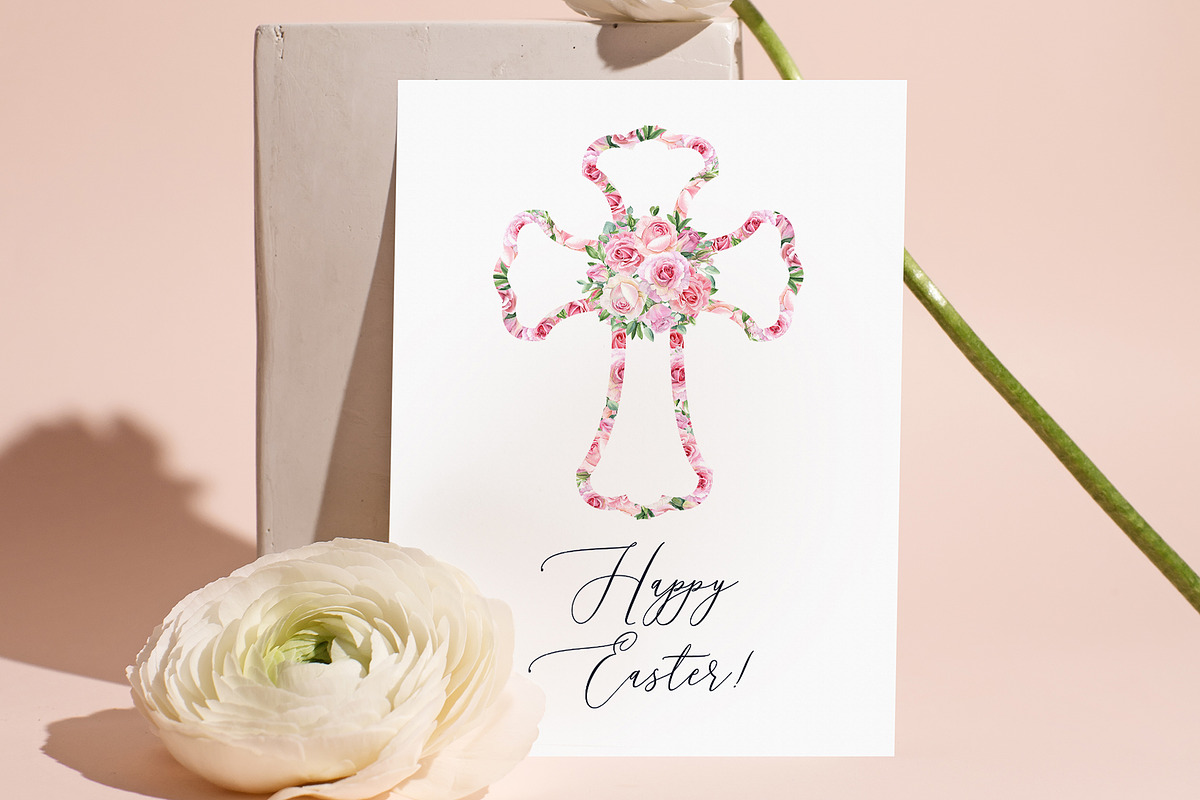 Watercolor Floral Easter Crosses, an Object Graphic by Elena Dorosh (Photo 3 of 5)