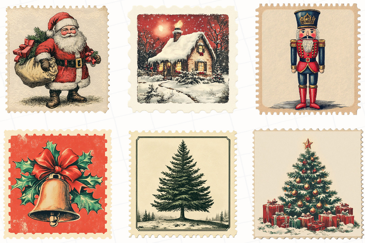 Christmas Postage Stamp Sublimation, an Illustration by OK Design (Photo 2 of 5)