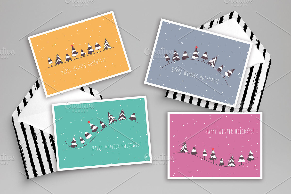 Fir Tree Winter Cards, an Illustration by NKTN graphics (Photo 1 of 3)