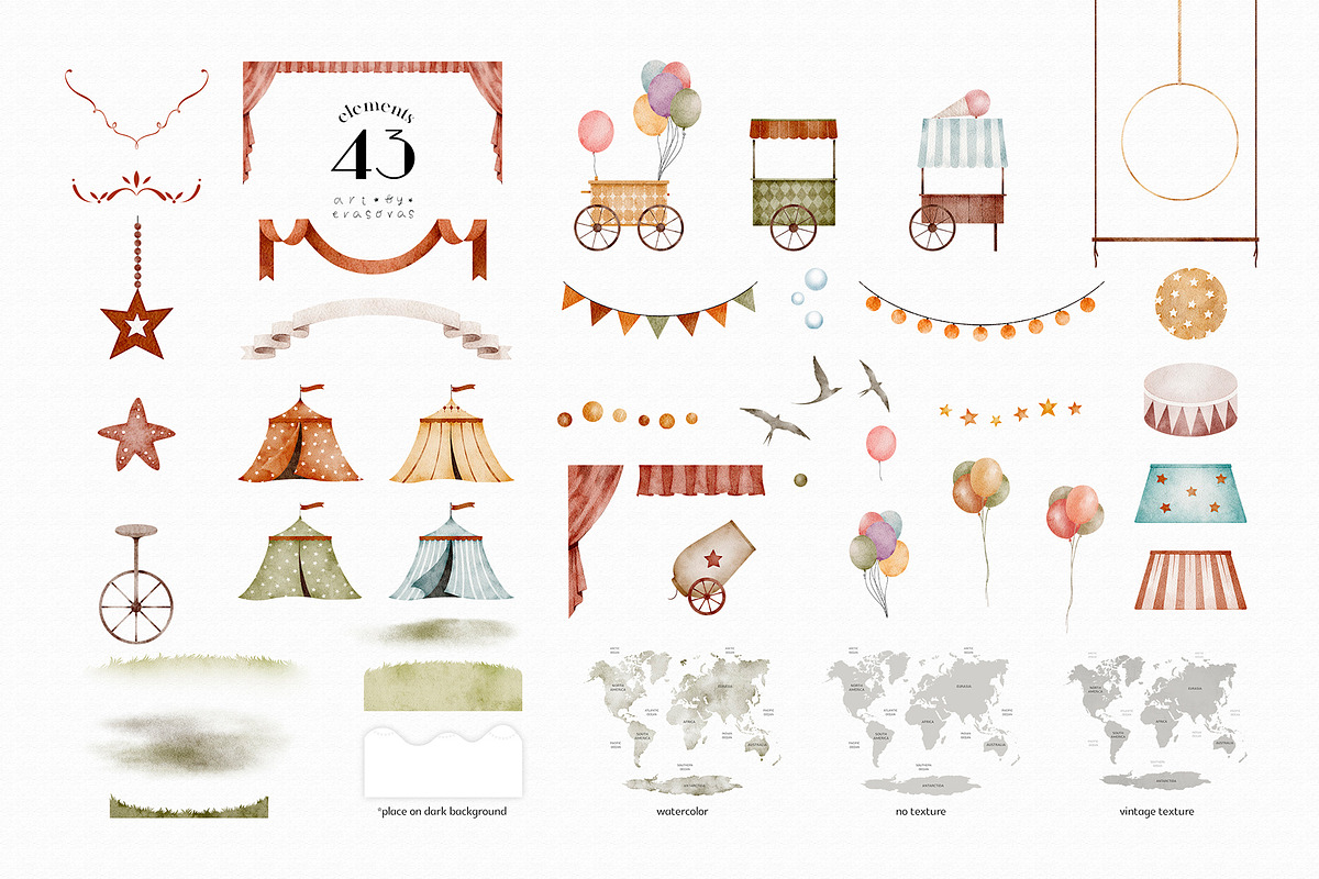 CIRCUS watercolor illustrations, an Animal Illustration by erasovas (Photo 4 of 10)
