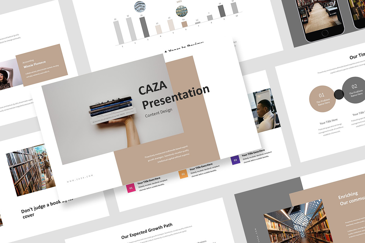 Caza : Library Design Powerpoint, a Presentation Template by Punkl Camp (Photo 1 of 16)