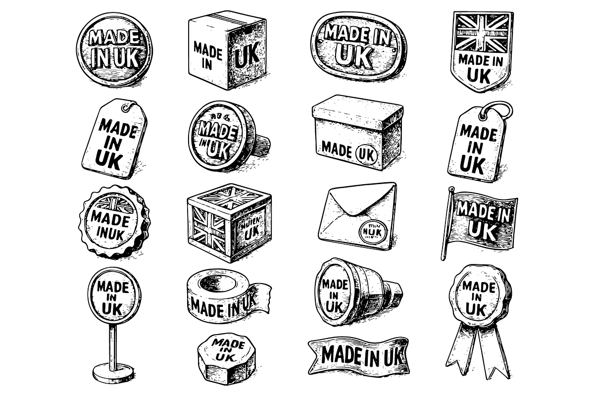 Made in UK Vintage Badge Set, an Object Graphic by RT Studio (Photo 2 of 4)