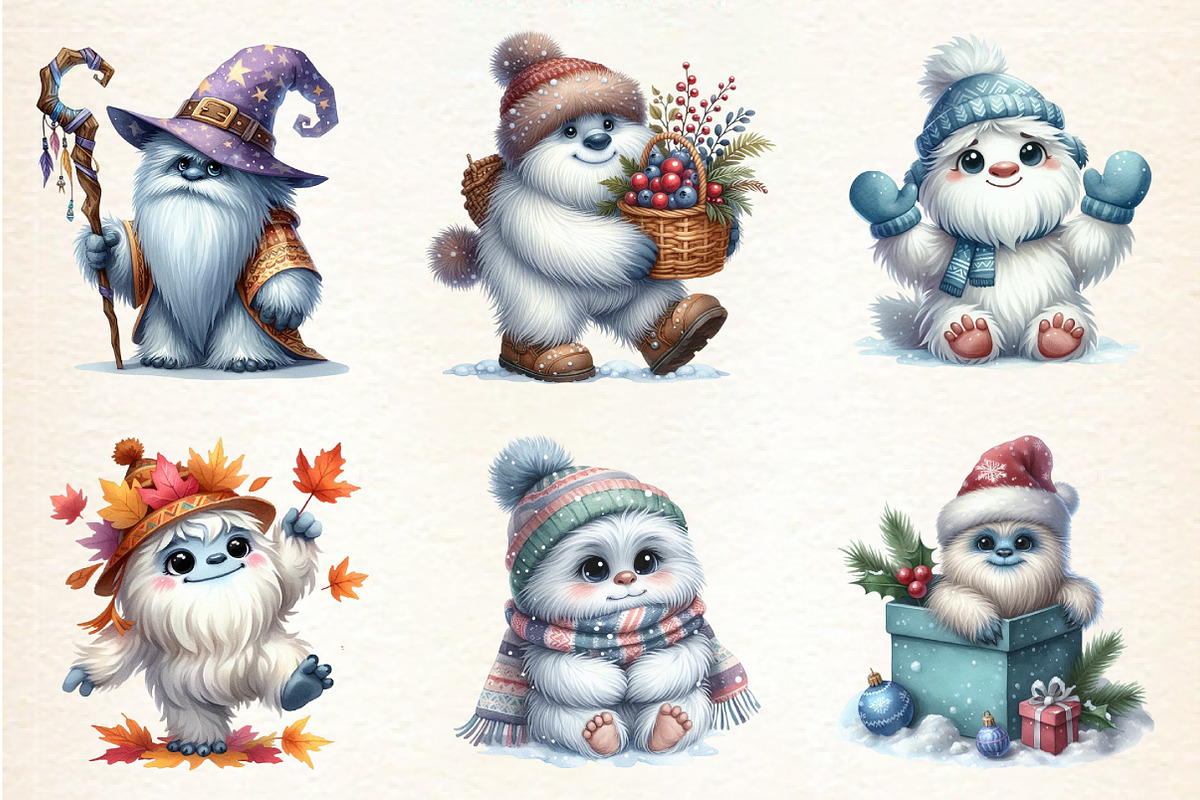 Cute Yeti Digital Clipart, an Illustration by DreamArtGraphic (Photo 3 of 4)