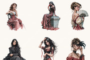 Mystic Women Fantasy Clipart Bundle, a Person Illustration by BusyDaydesign (Thumbnail 6 of 9)