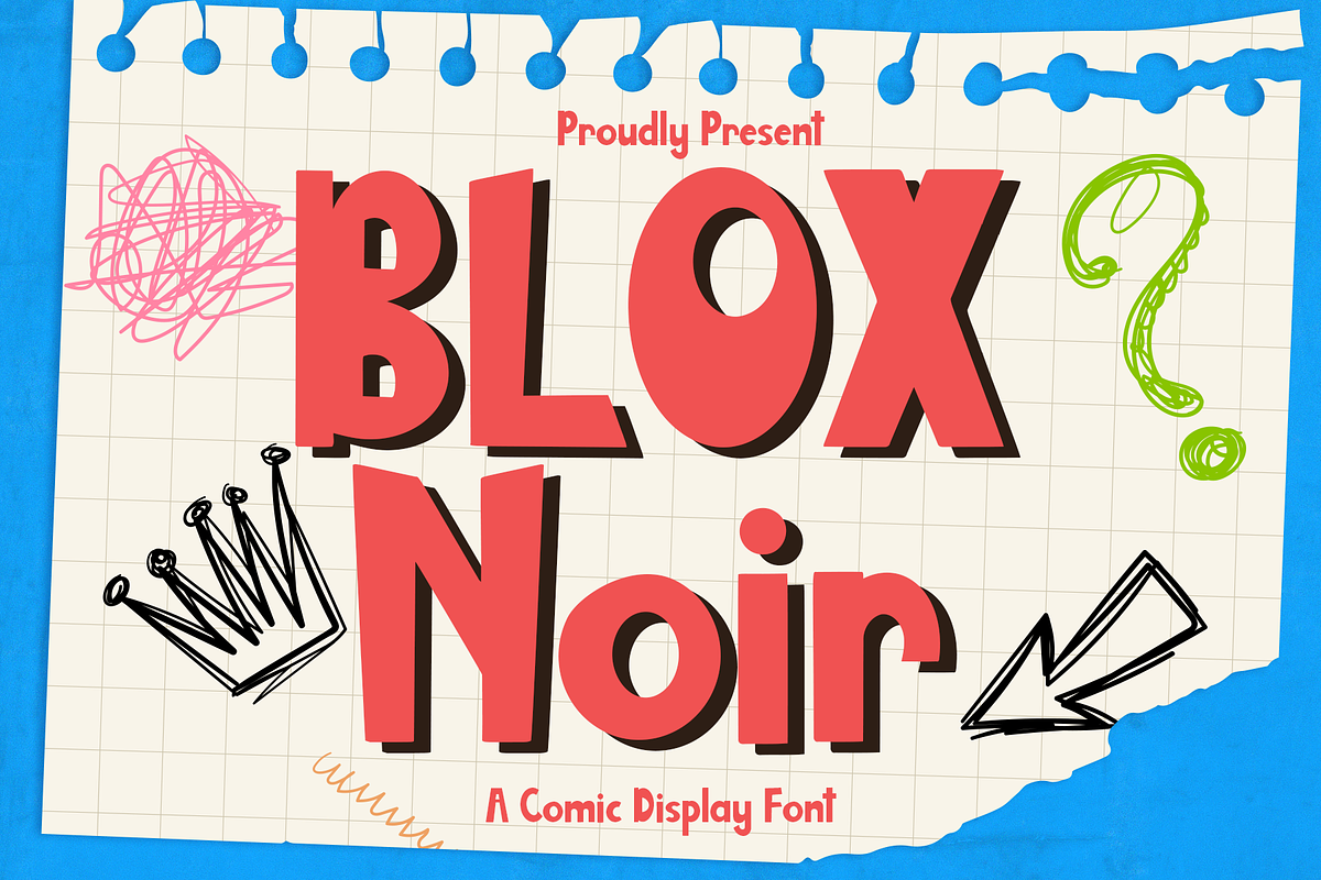 Blox Noir - Comic Display Font, a Font by Indotype Foundry (Photo 1 of 10)