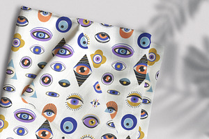 Doodle Eyes Seamless Patterns