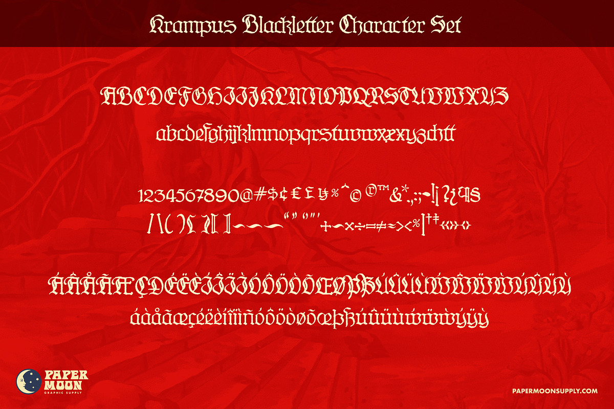 Krampus Blackletter Vintage Font, a Blackletter Font by Paper Moon Graphic Supply (Photo 2 of 5)