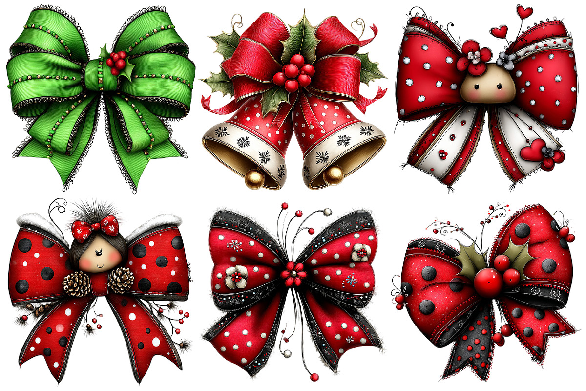 Christmas Bow Clipart Bundle, an Illustration by Pixels.Craft (Photo 6 of 6)