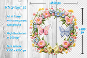 Embroidery Spring Flower Wreath PNG, an Object Graphic by V Design Creator (Thumbnail 2 of 7)