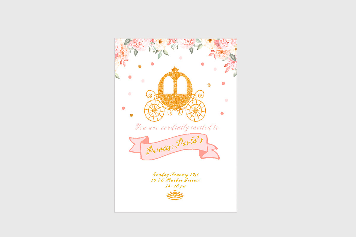 Princess Carriage Invitation, an Invitation Template by mpcprintables (Photo 2 of 3)