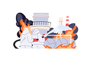 Firefighters, firemen fight a fire, a Work Illustration by PaperTrident (Thumbnail 7 of 9)