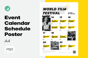 Event Schedule Calendar PSD Poster, a Flyer Template by Danil Polshin