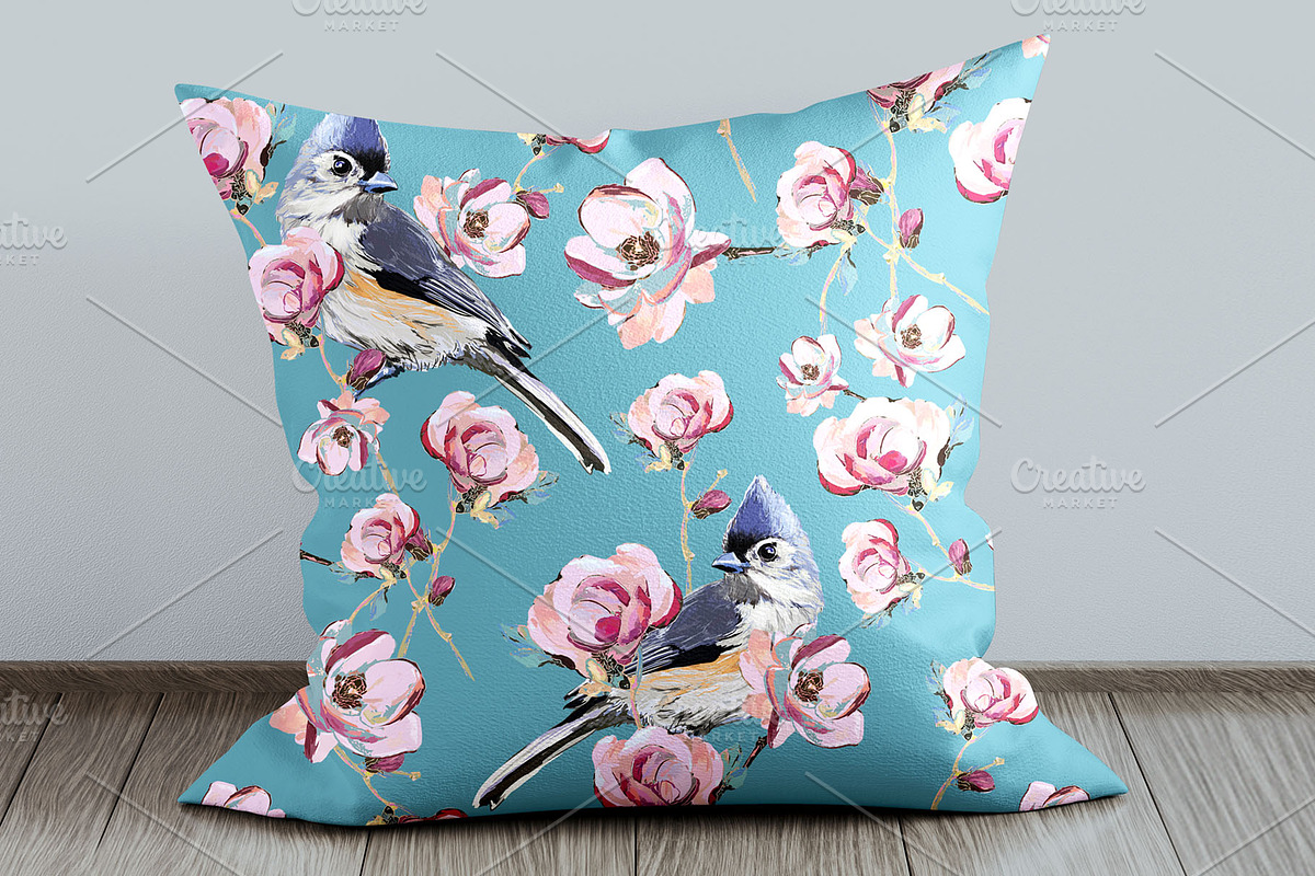 Cute birds and flowers pattern, a Pattern Graphic by Sweet_print (Photo 5 of 6)