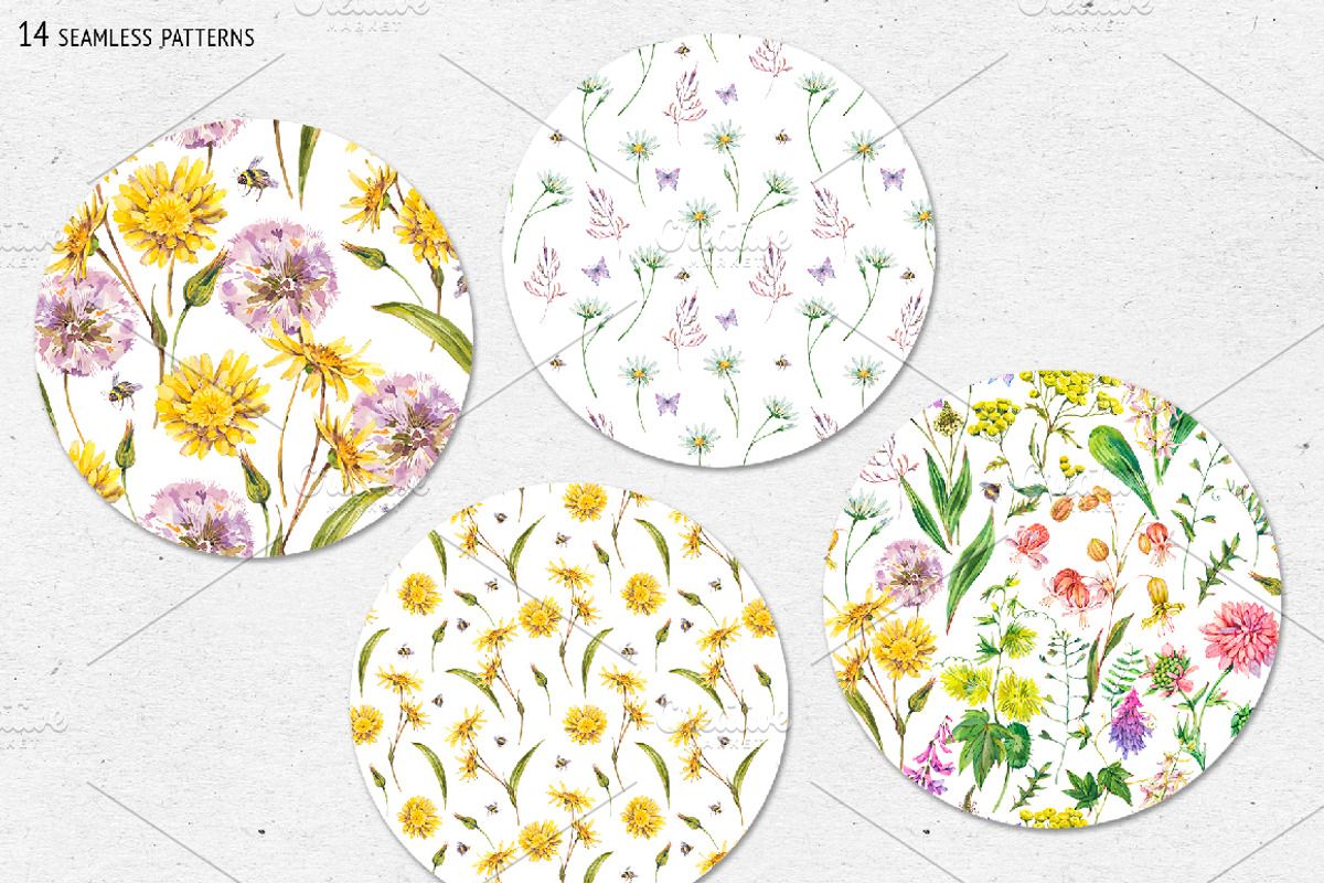 Watercolor meadow herbs&flowers, an Illustration by Depiano (Photo 13 of 19)