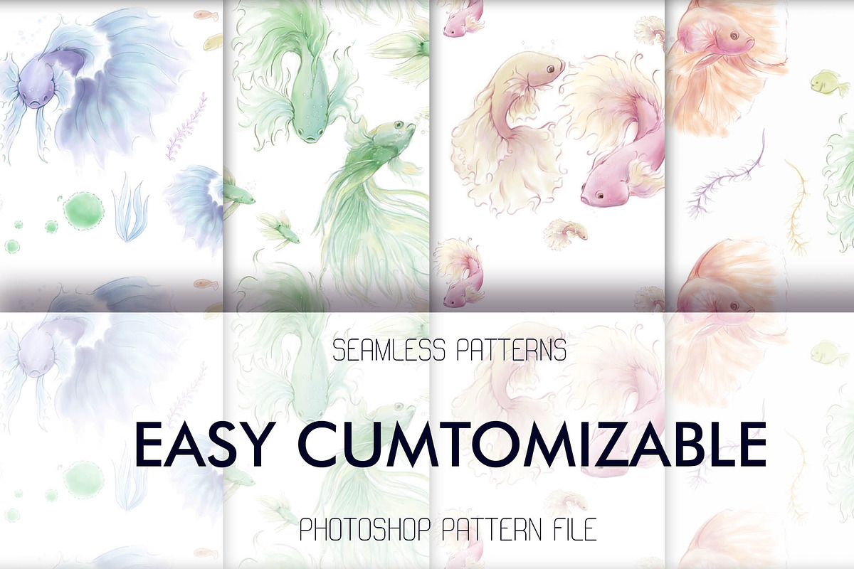 Dreamy colors betta fishes bundle, a Pattern Graphic by Natsuhisui (Photo 3 of 4)