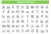 Set of Train Station Icons, an Outline Icon by Tettygreen (Thumbnail 1 of 2)