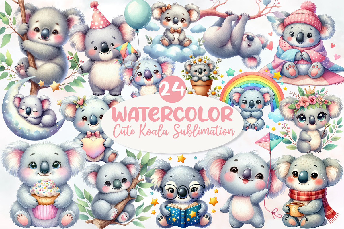 Cute Koala Sublimation Clipart, an Animal Illustration by Designworld (Photo 1 of 6)