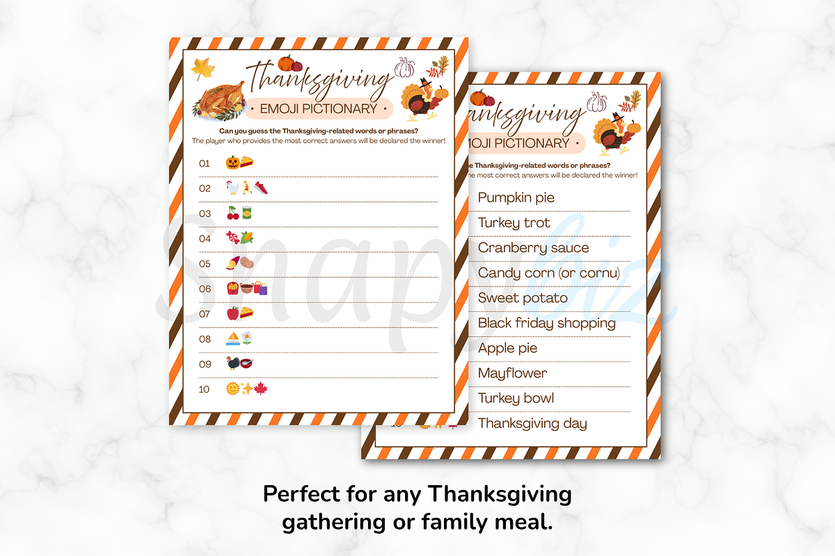 Thanksgiving Emoji Game For Adults, a Card Template by Snapybiz (Photo 2 of 8)
