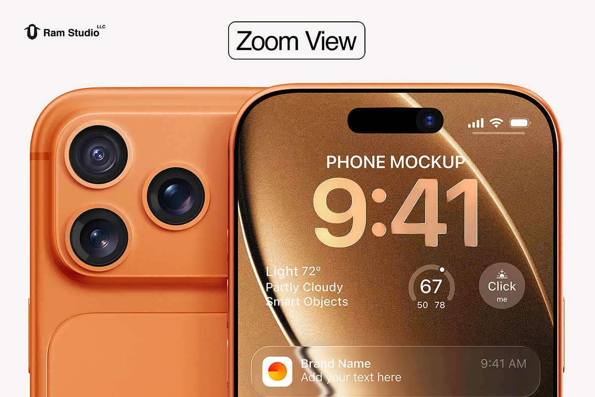Modern iPhone 17 Pro Screen Mockup, an iPhone Mockup by RamStudio2 (Photo 13 of 15)