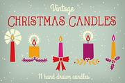 Vintage Christmas Candles, a Decorative Illustration by Little Bean (Thumbnail 1 of 5)