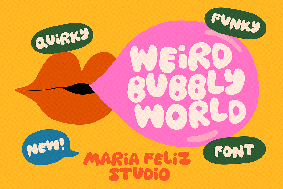 WEIRD BUBBLY WORLD | BUBBLY FONT, a Handwritten Font by Maria Feliz Fonts (Photo 1 of 9)