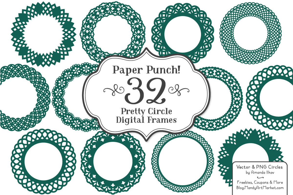 Emerald Green Lace Frame Vectors, an Illustration by Amanda Ilkov (Photo 1 of 5)