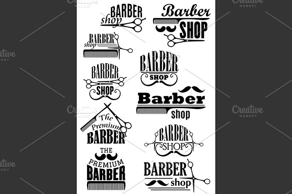 Black Vintage Barber Shop Emblems