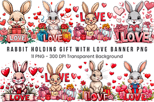 Bunny love PNG Clipart Bundle, a Graphic by Clipart Bloom