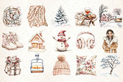 Watercolor Ski Resort Clipart, Cozy, an Illustration by Libby Wishes (Thumbnail 4 of 8)