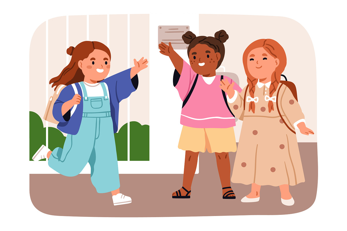 Daily routine of school girl kid set, a Person Illustration by Good Studio (Photo 5 of 13)
