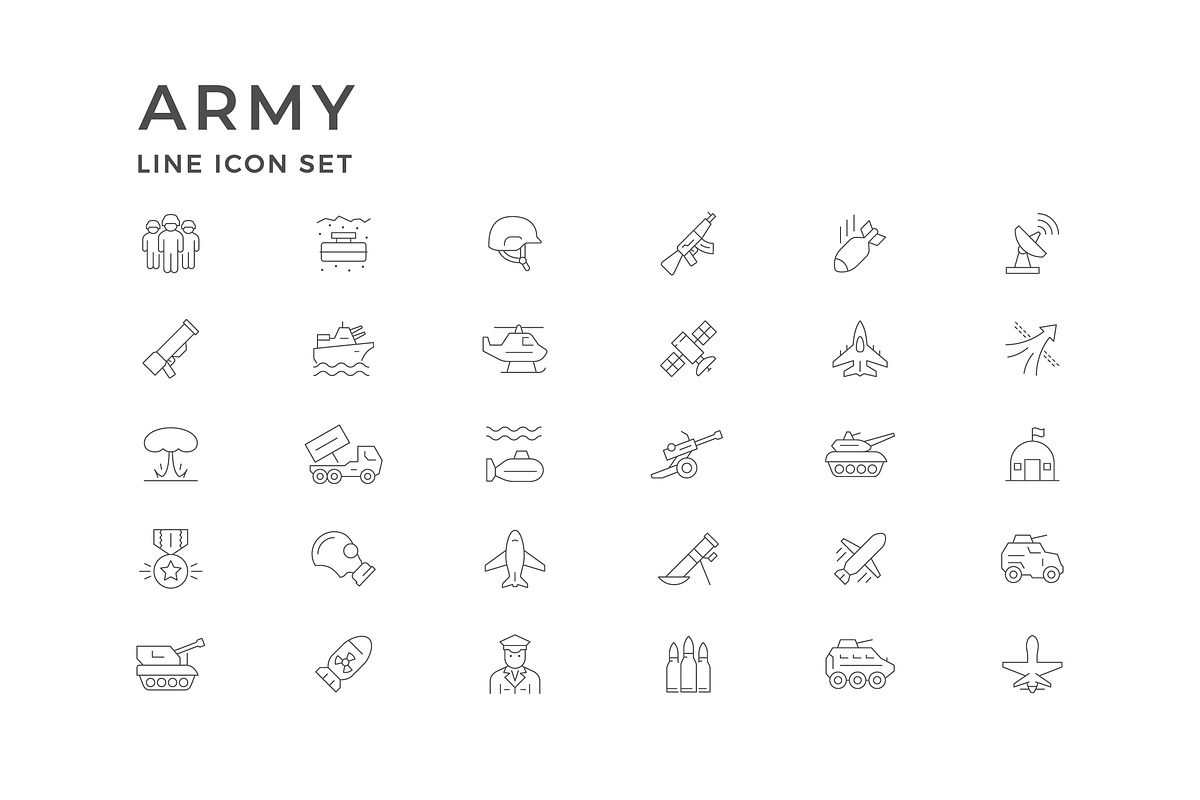 Set line icons of army, an Outline Icon by motorama (Photo 2 of 2)