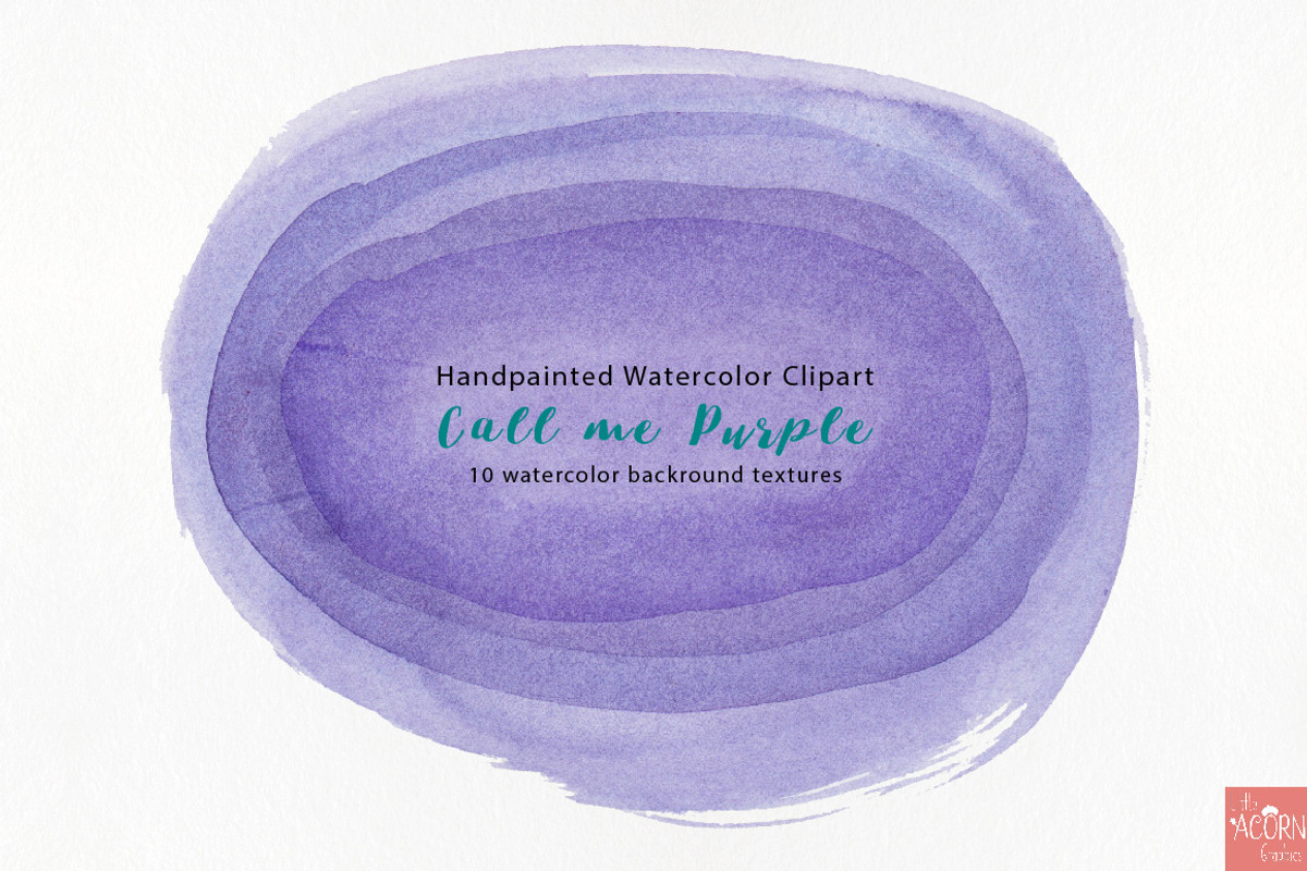 Watercolor Clipart Call me Purple, a Texture Graphic by LittleAcornGraphics (Photo 8 of 9)