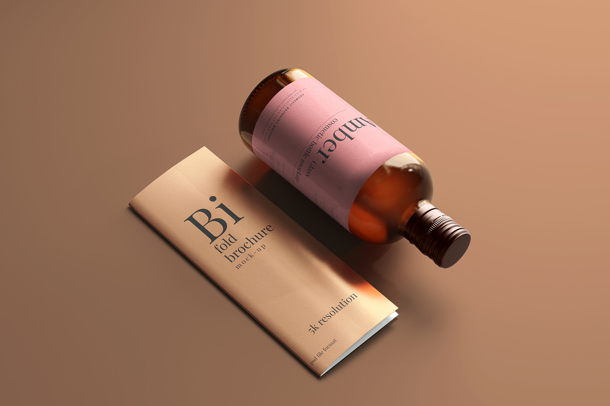 Amber Glass Bottle Mockups, a Cups & Container Mockup by pmvch (Photo 9 of 10)