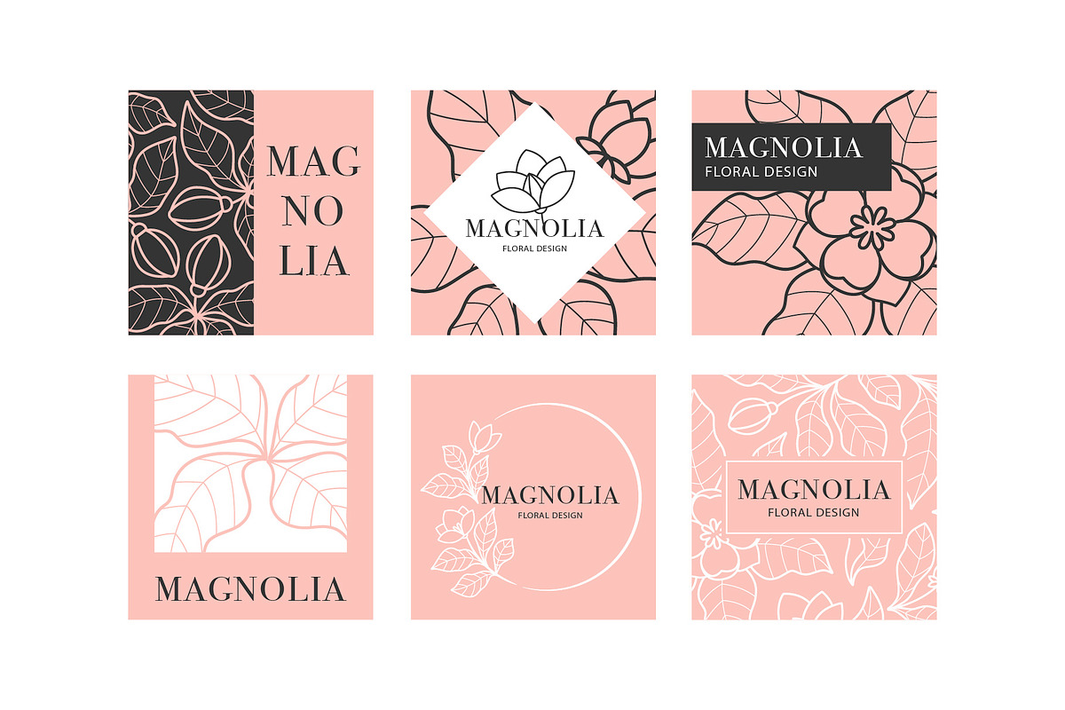 Hand-Drawn Magnolia. Linocut set, a Background Graphic by Lettering_Logo (Photo 2 of 17)