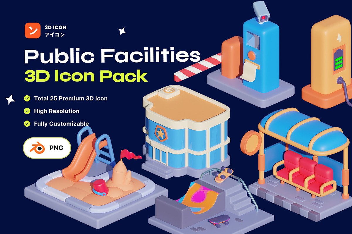 Public Facilities - Premium 3D Icon, an Environmental 3D Model by orenjidesign (Photo 1 of 8)